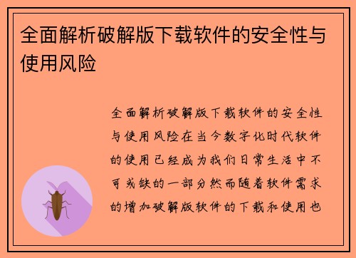 全面解析破解版下载软件的安全性与使用风险